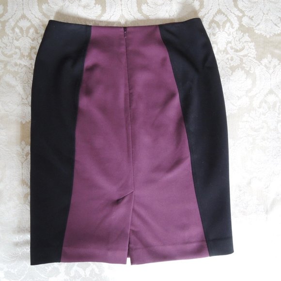 Halogen Purple & Black Color Block Pencil Skirt 6 *fits M - Picture 5 of 9